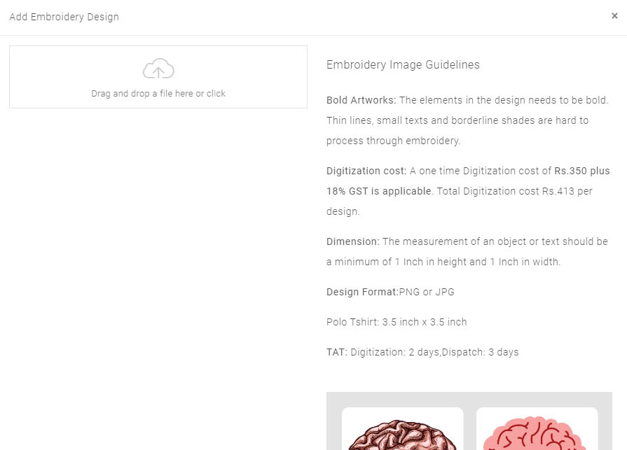 embroidery design guidelines in qikink
