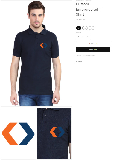custom embroidery product pushed to a store