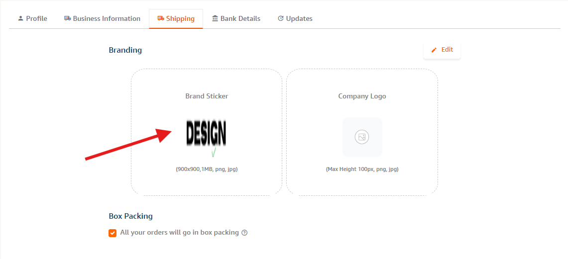 Brand sticker upload