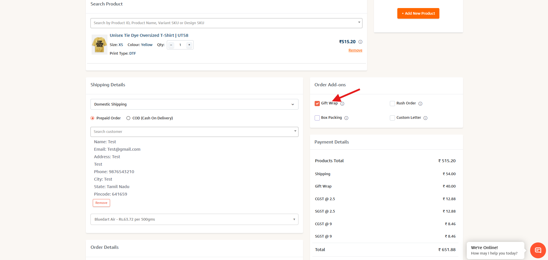 Qikink Gift wrap - Create order