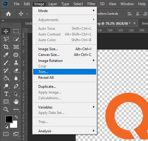 how to trim design file in photoshop
