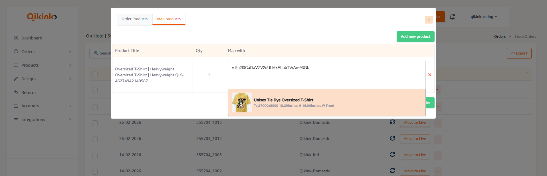 Qikink products mapping to shopify