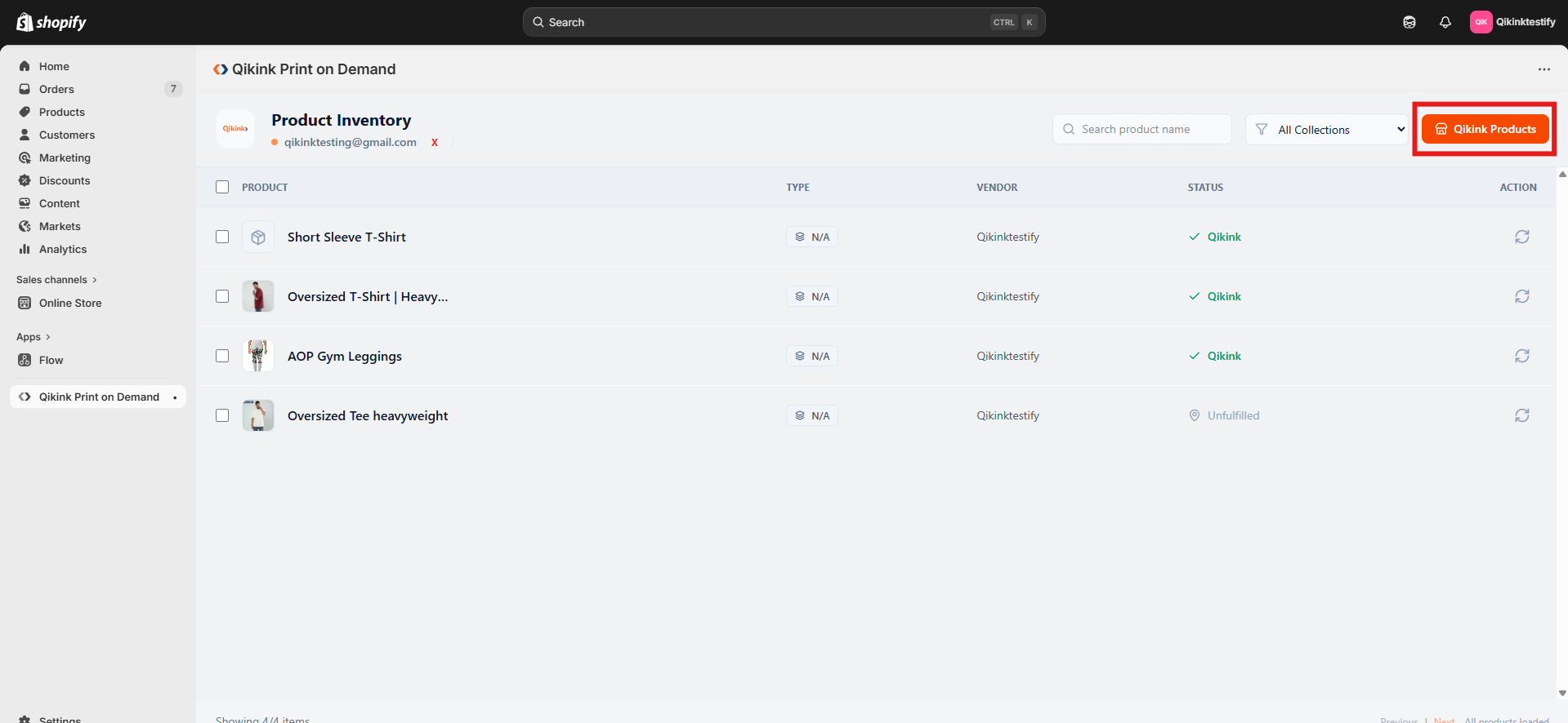 Qikink shopify app integration